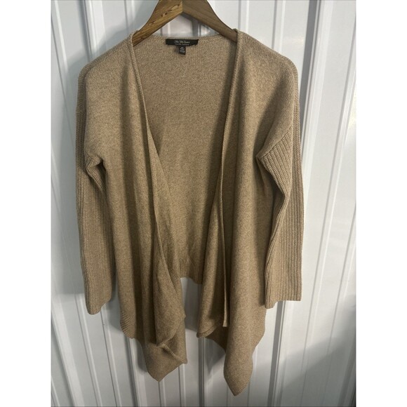 Saks Fifth Avenue 100% Cashmere Open Front Cardigan Brown Size Small - Picture 1 of 12